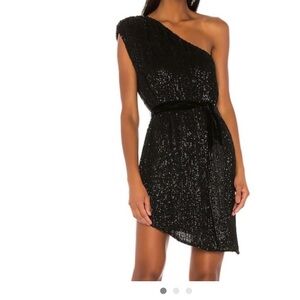 NWT Retrofete Sparkling Black One-Shoulder Dress new with tags